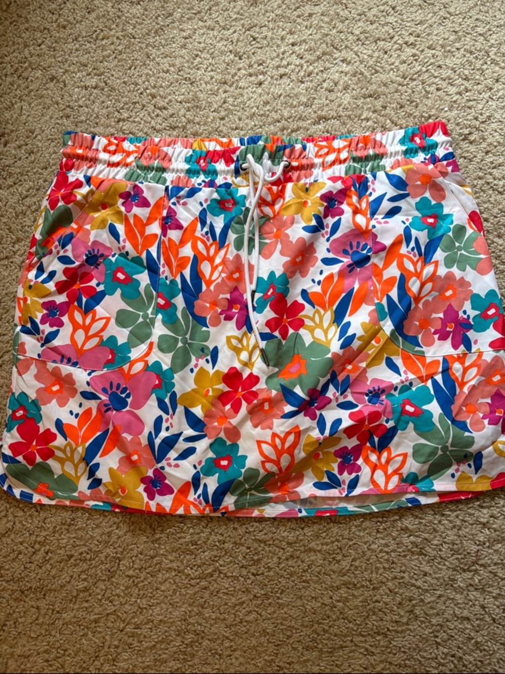 St. John's Bay White Floral Drawstring Skort